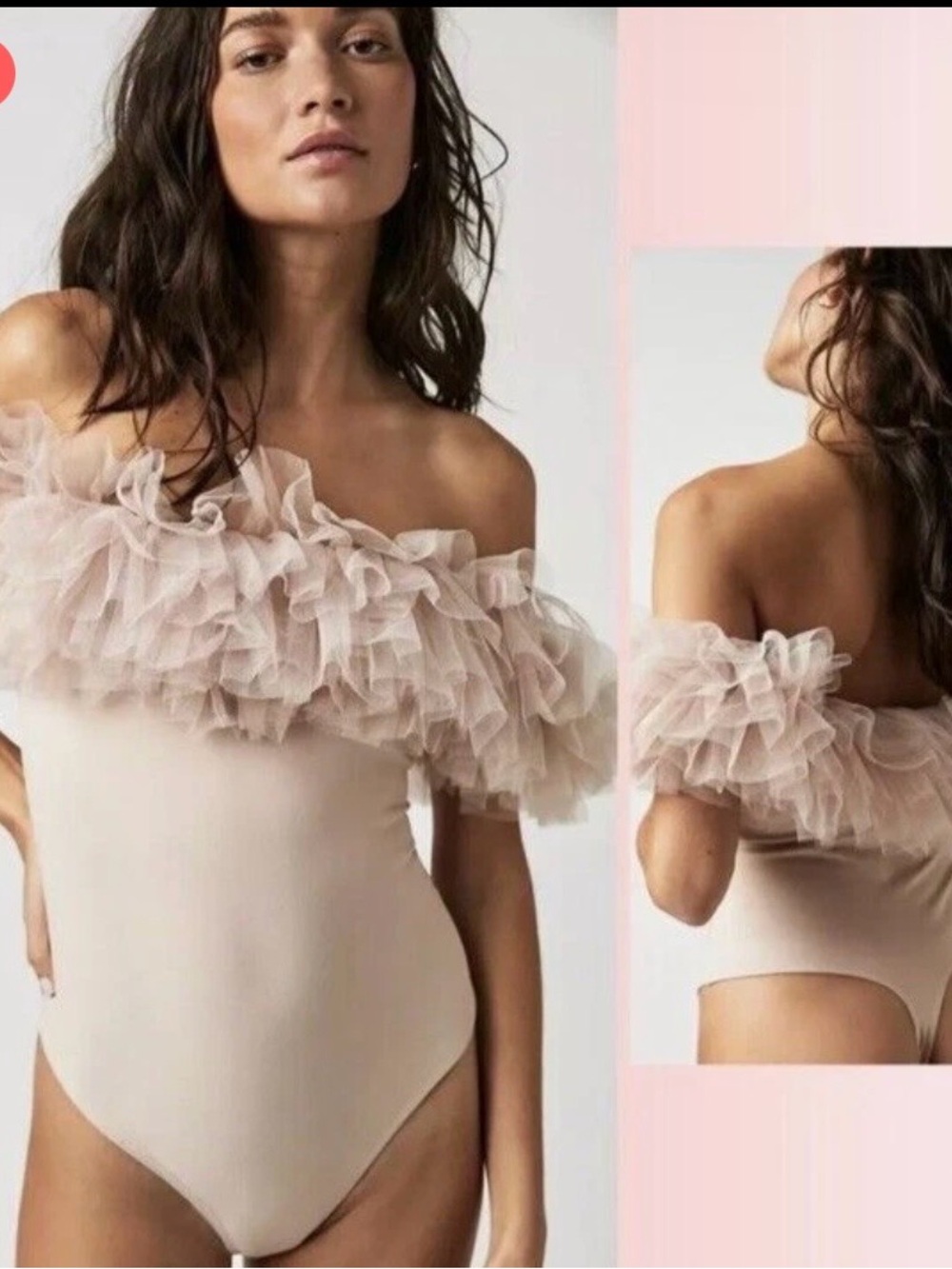 Ruffled Off-Shoulder white Bodysuit